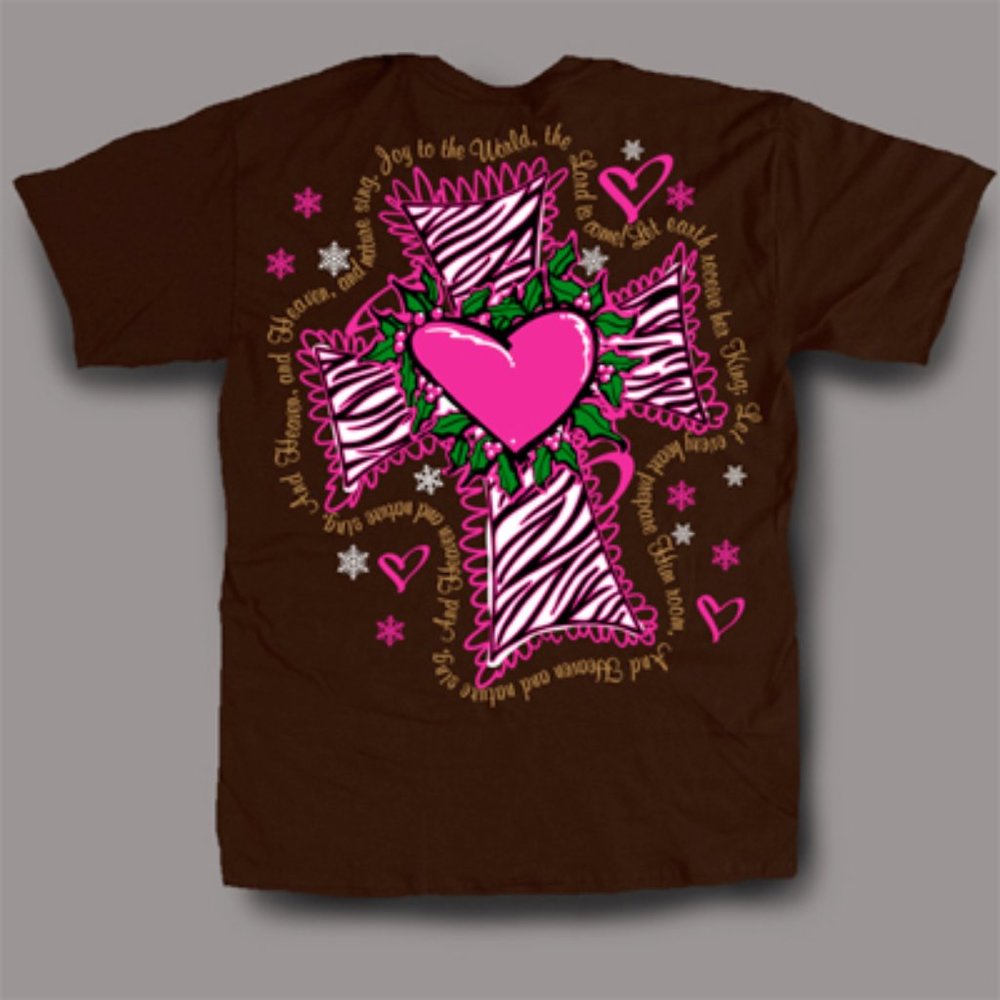 Zebra Print Cross Joy to the World  Lyrics T-Shirt